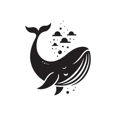 Ocean Majesty: Vector Whale Silhouette - Capturing the Grandeur and Grace of Earth's Largest Marine Mammals. whale illustration, whale vector.