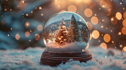 Crafting DIY snow globes with miniature winter scenes, capturing the magic of the season in a glass jar. - obrazy, fototapety, plakaty