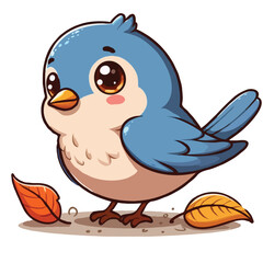Fototapeta premium cute small bird vector on white background.