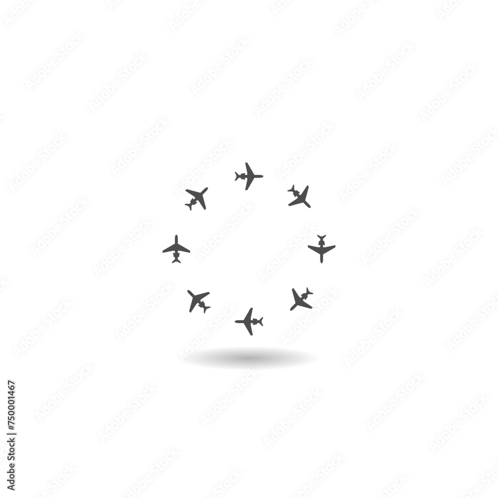 Sticker Plane circle icon with shadow