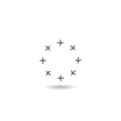 Plane circle icon with shadow