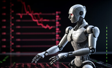 AI Trading. AI Robot on chatGPT generate analytic Trading chart. AI trading bots. Artificial intelligence bot on investment. Broker Crypto bot. Trader Robot on analys cryptocurrency. Gas oil futures
