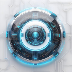 Modern technologies: futuristic alien circular lock system in the form of a hologram, central composition, translucent