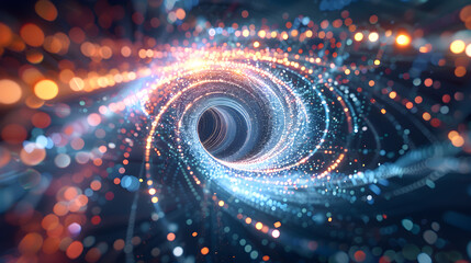 Abstract light tunnel with sparkling particles - obrazy, fototapety, plakaty