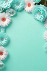 Background with flowers in pastel shades. Pastel flowers empty space for text