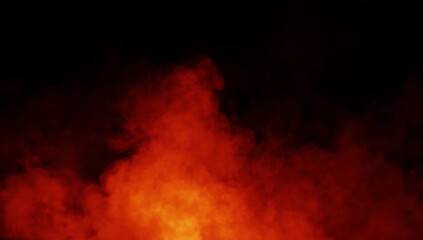 Abstract fire misty fog on isolated black background. Smoke stage studio. Texture overlays. The concept of aromatherapy.