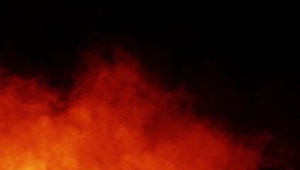 Abstract fire misty fog on isolated black background. Smoke stage studio. Texture overlays. The concept of aromatherapy.