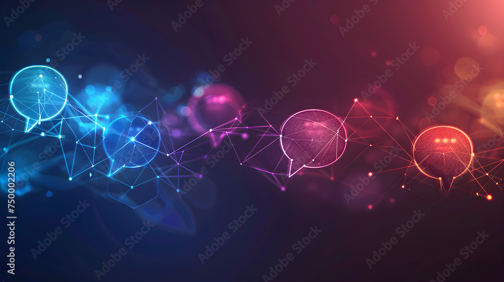 Aufkleber abstract image depicting connected speech bubbles representing online communication
