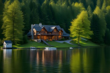 Obraz premium house on the lake