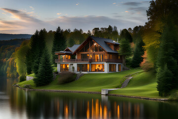 Fototapeta premium house on the lake