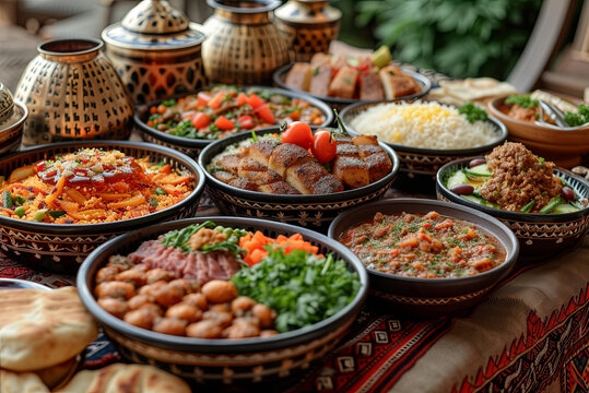 Ramadan halal food. Eid table setting