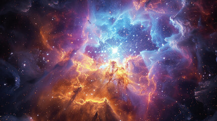 Blue clouds of dust and gas in the deep space, remnants of supernova star explosion
