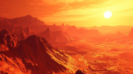 Landscape of Mars, red barren lifeless land