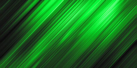 Abstract futuristic background. Green motion blur lines set against a black background. Flashes of light. Neon glow. Sci fi concept. Technology and innovation background. 
