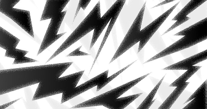 Abstract black and white background with spikes and zigzag line pattern in glass & glow effect