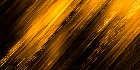 Abstract futuristic background. Orange and Yellow  motion blur lines set against a black background. Flashes of light. Neon glow. Sci fi concept. Technology and innovation background. 