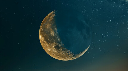 Obraz premium Moon, hanging low in a clear night sky.