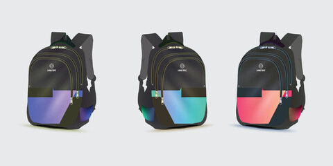 backpack with the logo of the Back to school on it. Kids school bag template, vector illustration