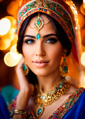 Obraz premium beautiful Indian woman in sari. Selective focus.