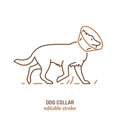 An Elizabethan collar, E collar icon. Pet ruff, dog cone sign.