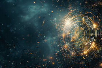 Astrology background, energy, light blue and dark blue and gold, art-deco, minimalist.