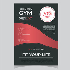Fototapeta na wymiar Fitness Center Flyer & Poster Cover Template. Fitness and Gym concept, Abstract Modern Design, Business brochure. Vector