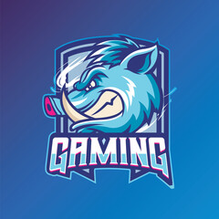 Vector Illustration Hog Head in side view with GAMING text Esport logo