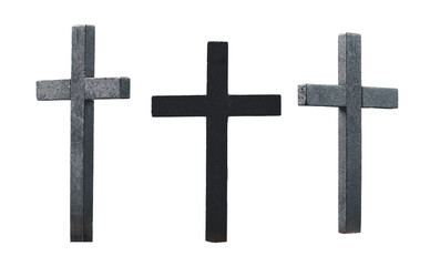 Crucifix on white background. Crucified Jesus Christ, Wooden cross isolated on white background....
