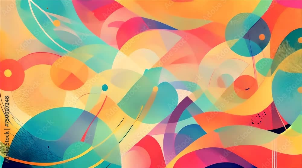 Aufkleber vibrant abstract background with overlapping geometric shapes in a variety of colors and tones.