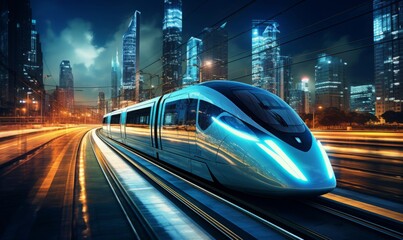 High-speed electric trains are passing through large cities