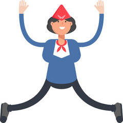 Air Hostess Character Relaxing and Jumping
