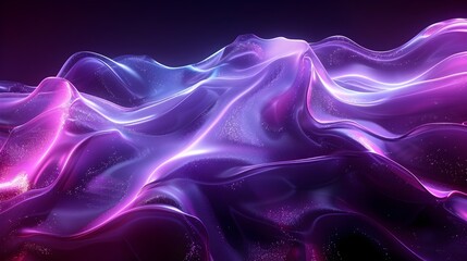 Abstract Purple Waves in a Surreal 3D Landscape