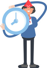 Air Hostess Character Holding Clock
