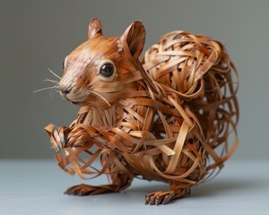 Augmented reality unveils squirrel basketry where nanotech and ancient crafts intertwine in handheld views - obrazy, fototapety, plakaty