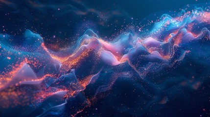 Abstract art in coral reefs shaped by the trails of bioluminescent manta rays under cosmic watch - obrazy, fototapety, plakaty