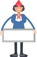 Air Hostess Character and Blank Signage
