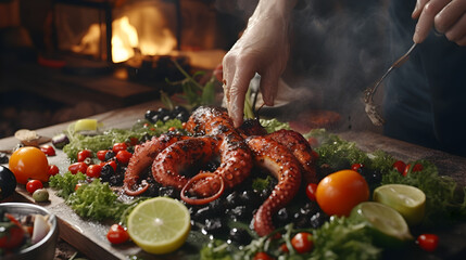 Cooking octopus