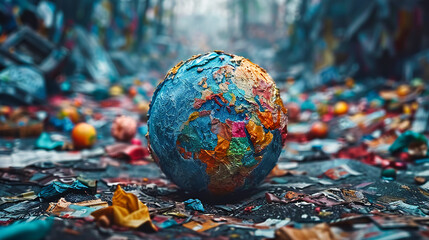 Global Ecology Concept, Earth with Autumn Leaves, Symbolizing Environmental Care and Protection