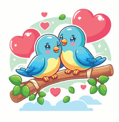 Naklejka premium cute love bird vector on white background.