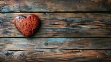 heart on a wooden background. Valentines day concept. generative ai
