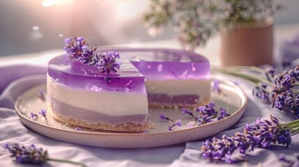 Lavender cheesecake. Generative AI