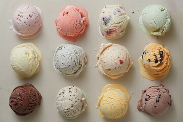 Artfully presented ice creams from an exquisite top view, inviting you to savor the moment with customizable copy space.