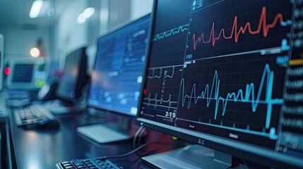 an EKG readout of a steady heartbeat full screen on a modern computer  
