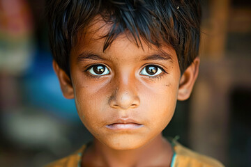 Indian boy portrait, young face, happy child, attractive model - obrazy, fototapety, plakaty