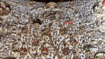 Ceiling detail in the Church and Convent of Santo Domingo de Guzman in Oaxaca, Mexico