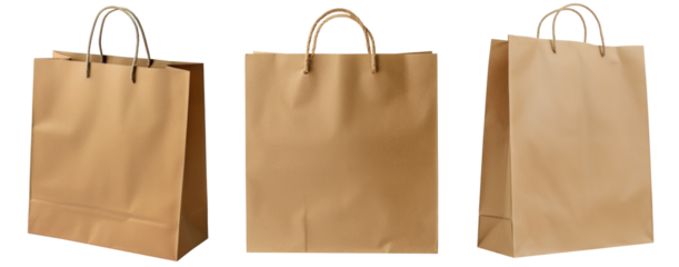 Blank brown paper shopping bag, paper bag, mockup, space for text or logo, isolated or white background