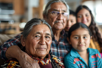 Obraz premium Native American family, unity and togetherness, loving relationships, shared joy.