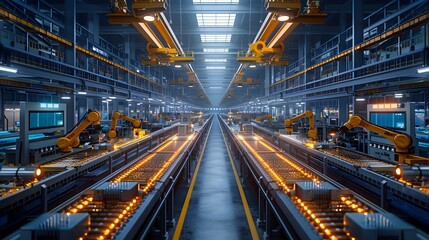 Fototapeta na wymiar Industrial Scene of Machines in Enchanting Lighting