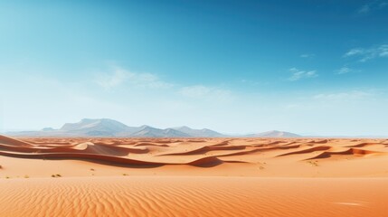 Fototapeta na wymiar desert against clear blue sky, expanding desert, drought