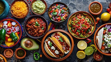 Naklejka premium Cinco de Mayo Fiesta: Salsa, Tacos, and Folklore Celebration
